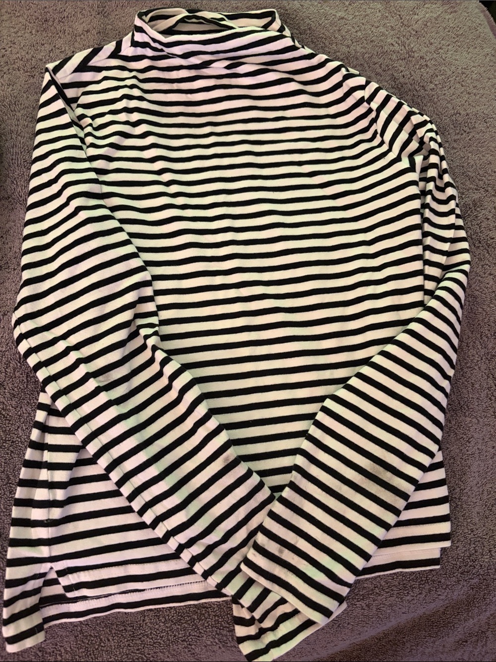 Treasure & Bond Black and White Striped Turtleneck Top